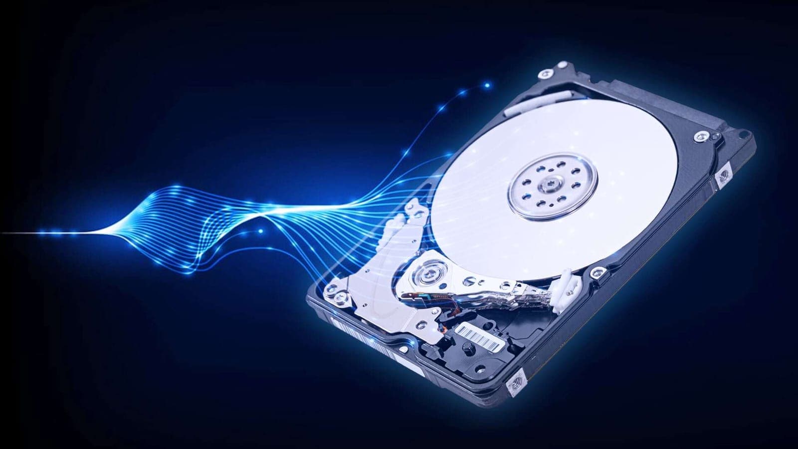 Opened hard drive with data, representing backup and disaster recovery