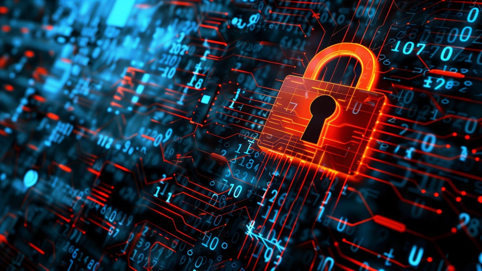 Digital padlock representing strong password and account security