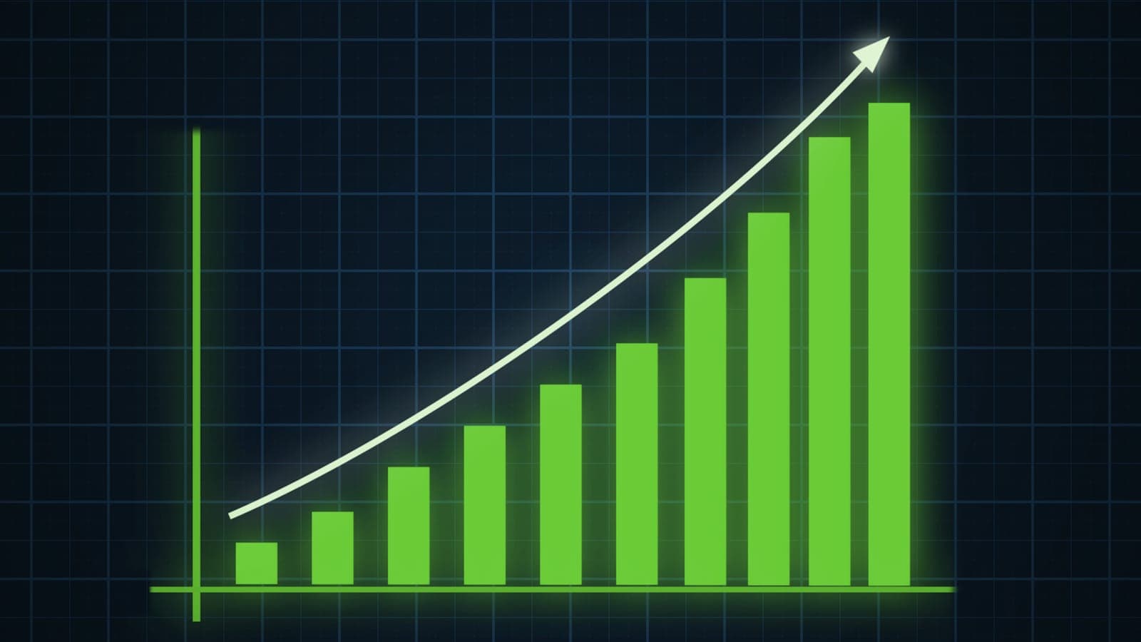 Rising green growth graphs representing a scaling business