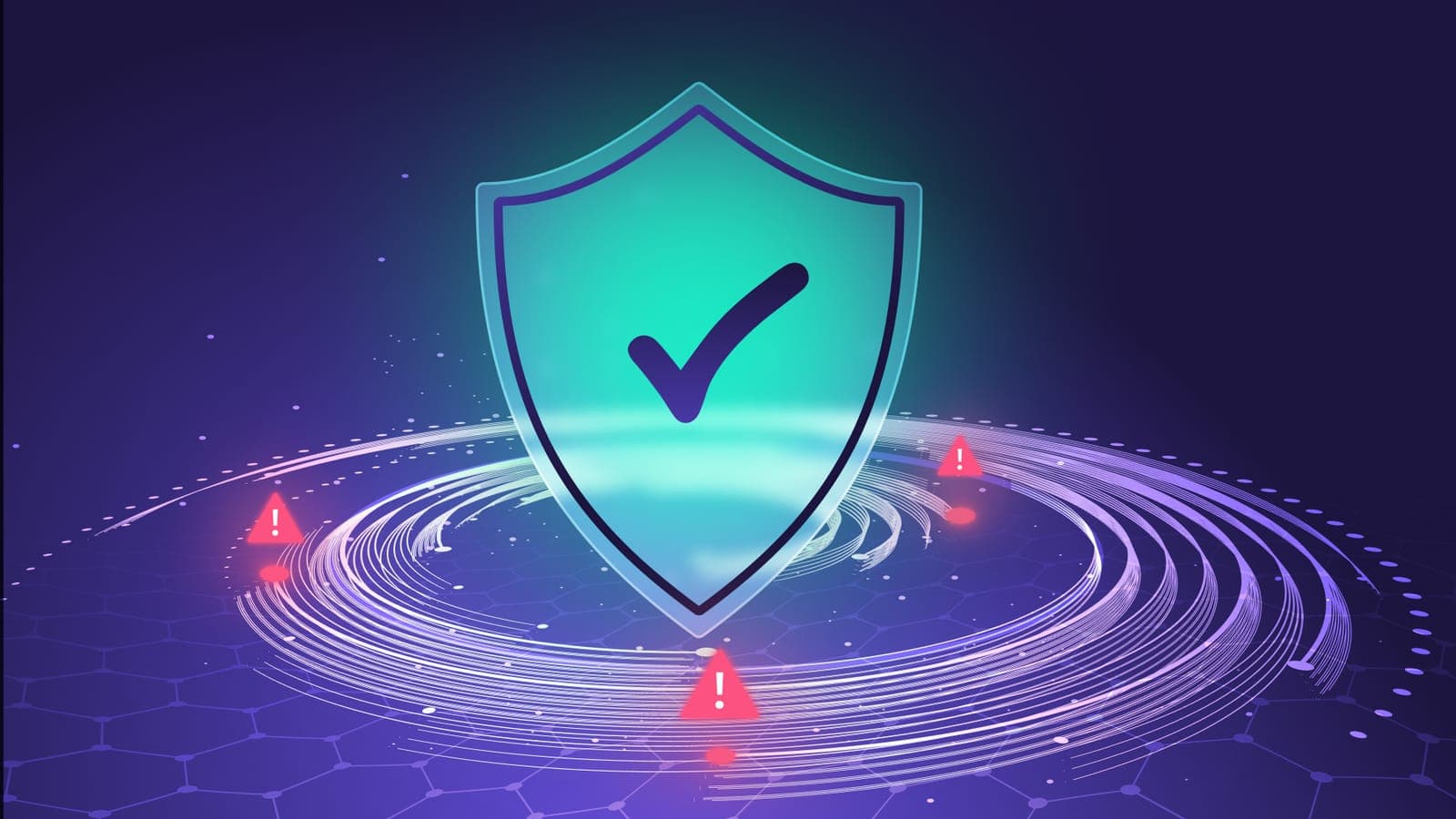 Digital security shield representing a protected business network