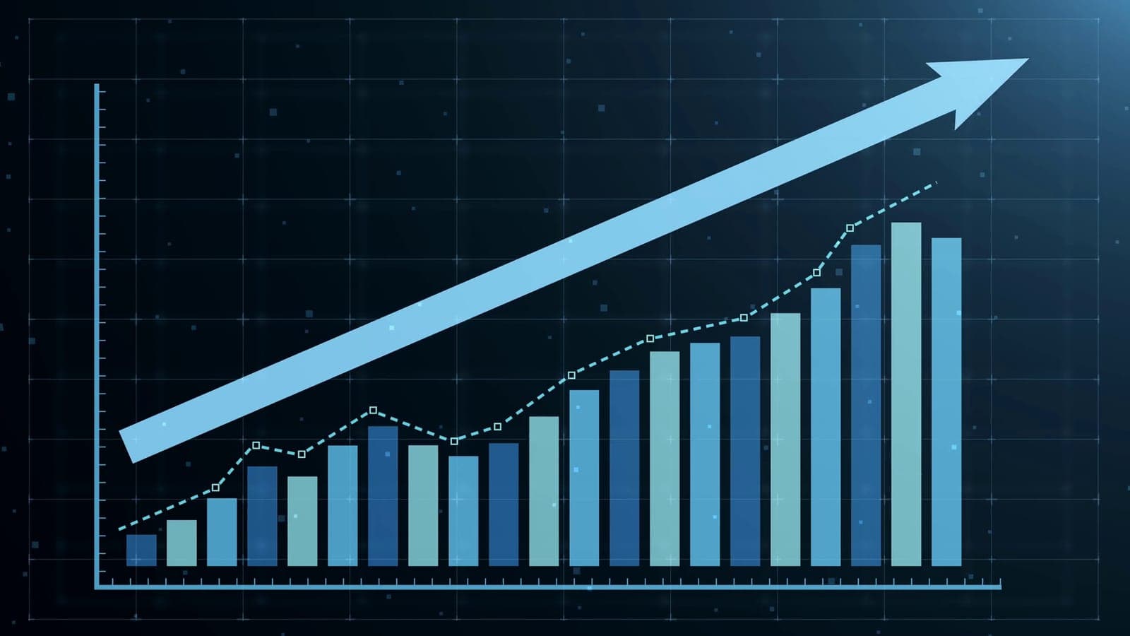 Rising performance graphs signalling business growth