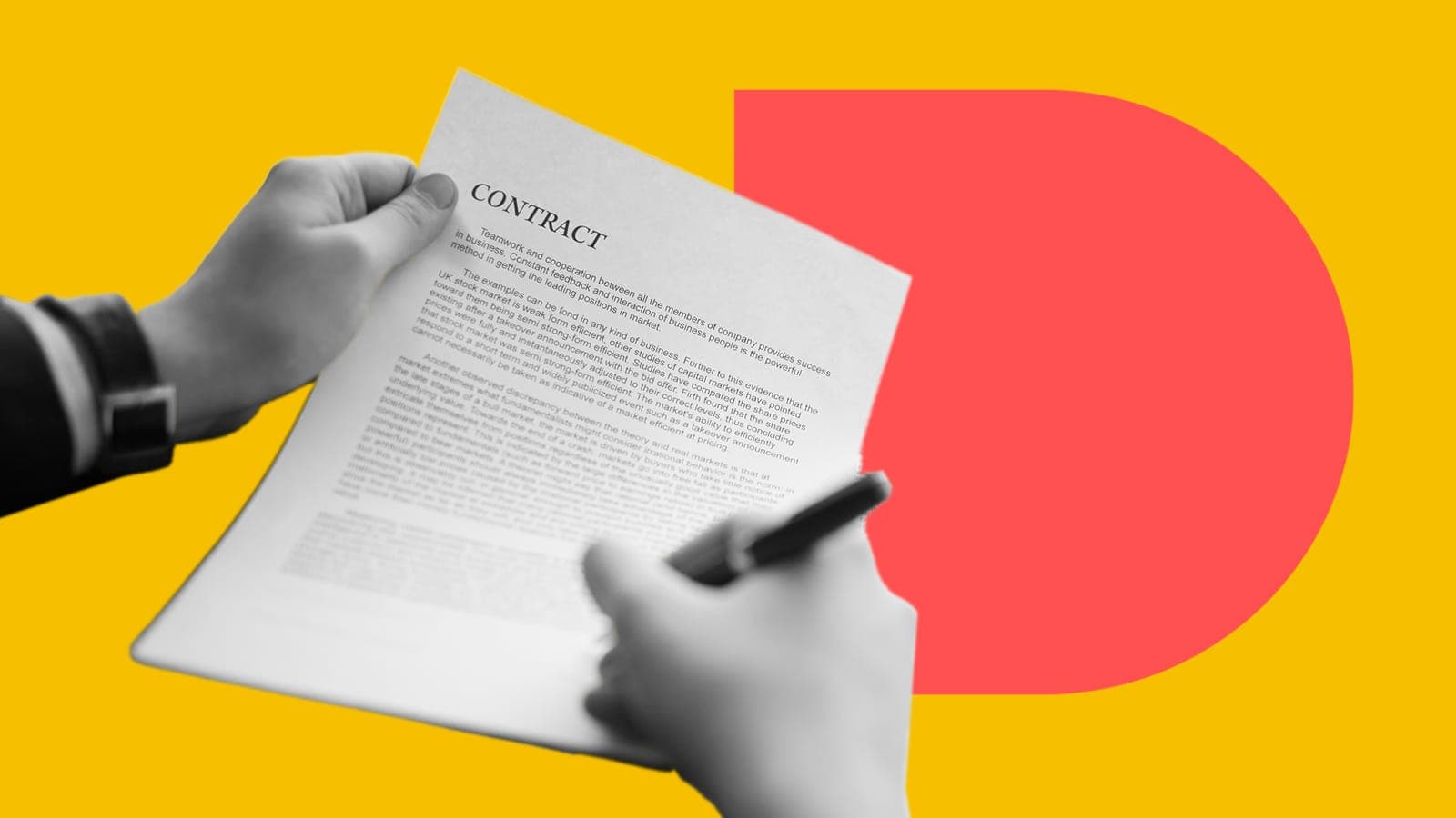 A service agreement contract being signed on a digital screen