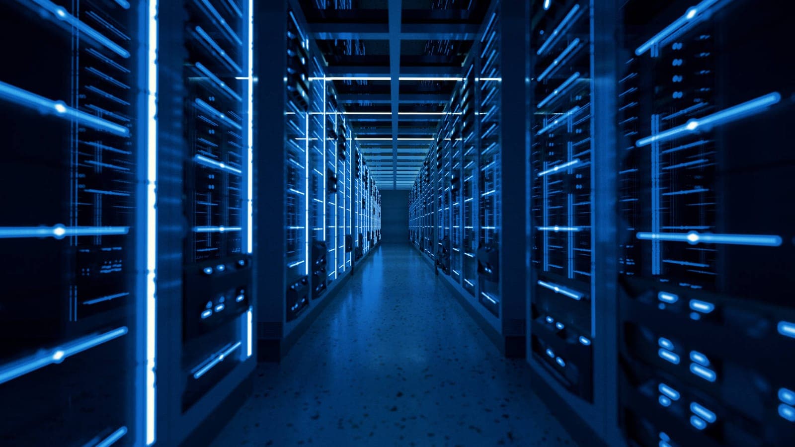 Rows of servers inside a modern data centre